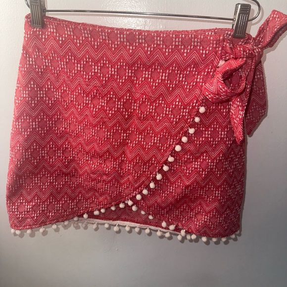 ASOS DESIGN jacquard Pom Pom wrap beach skirt. US size 6 - Picture 2 of 2
